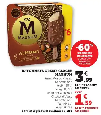 Bi1 MAGNUM Batonnets creme glacee offre