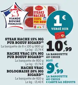 Bi1 BIGARD Steak hache 15% mg pur boeuf offre