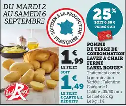 Bi1 LABEL ROUGE Pomme de terre de consommation lavee a chair ferme offre