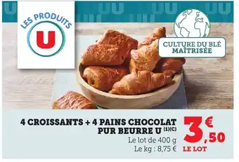Bi1 U 4 croissants + 4 pains chocolat pur beurre offre