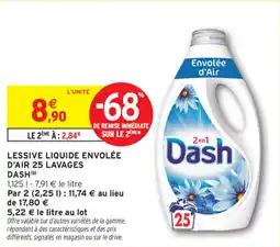 Intermarché DASH Lessive liquide envolée d'air 25 lavages offre