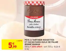 Intermarché BONNE MAMAN Pâte à tartiner noisettes et cacao sans huile de palme offre