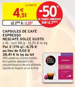 Intermarché Contact NESCAFÉ Dolce gusto capsules de café espresso offre