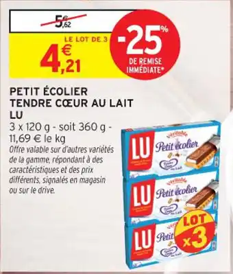 Intermarché Contact LU Petit écolier tendre cœur au lait offre
