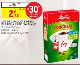 Intermarché Contact MELITTA Lot de 2 paquets de 80 filtres a cafe 1x4 blanc offre