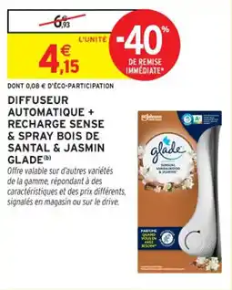 Intermarché Contact GLADE Diffuseur automatique + recharge sense & spray bois de santal & jasmin offre