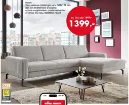 Möbel Martin Salon Tissu velours côtelé gris offre