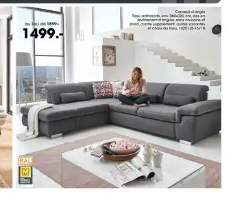 Möbel Martin Canapé d'angle Tissu anthracite offre