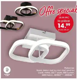 Möbel Martin Plafonnier Kasia, blanc mat ou noir mat, rond ou carré offre