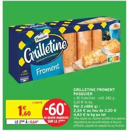 Intermarché Grilletine Froment Pasquier offre