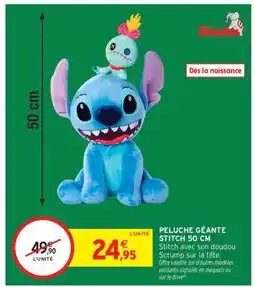 Intermarché PELUCHE GÉANTE STITCH 50 CM offre