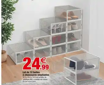 Bazarland Lot de 12 boîtes à chaussures empilables offre
