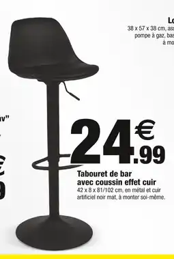 Bazarland Tabouret de bar avec coussin effet cuir offre