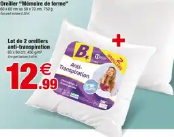 Bazarland Lot de 2 oreillers anti-transpiration offre