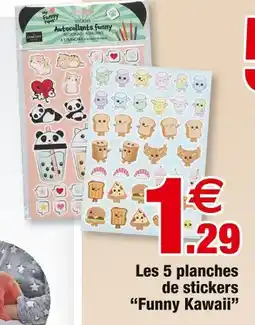Bazarland Les 5 planches de stickers “Funny Kawaii” offre