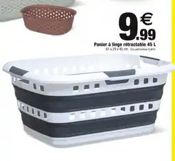 Bazarland Panier à linge rétractable 45 L offre