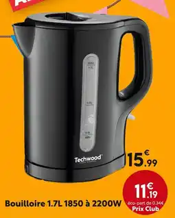 Maxi Bazar Techwood Bouilloire 1.7L 1850 à 2200W offre