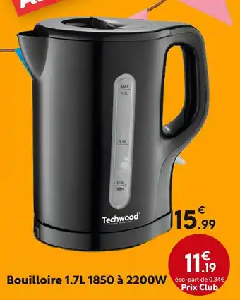 Maxi Bazar Techwood Bouilloire 1.7L 1850 à 2200W offre