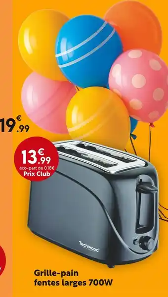 Maxi Bazar Techwood Grille-pain fentes larges 700W offre