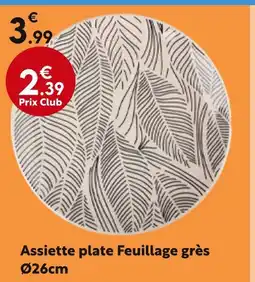 Maxi Bazar Assiette plate Feuillage grès Ø26cm offre