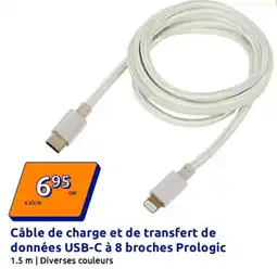 Action Câble de charge et de transfert de données usb-c à 8 broches prologic 1.5 m | diverses couleurs offre