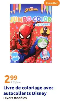Action Livre de coloriage avec autocollants disney offre