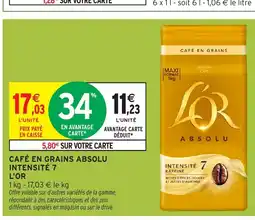 Intermarché Hyper L'OR Café en grains absolu intensité 7 offre
