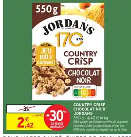 Intermarché Hyper JORDANS Country crisp chocolat noir offre
