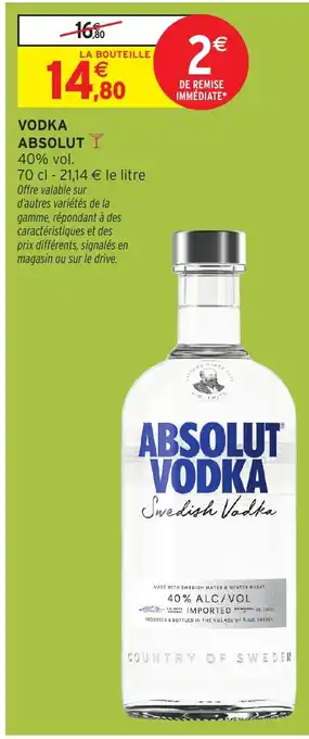 Intermarché Hyper ABSOLUT Vodka offre
