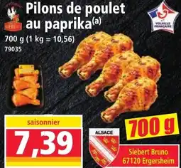 Norma Pilons de poulet au paprika offre