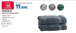 Costco GRANDEUR Lot de 2 essuie-main offre