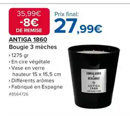Costco ANTIGA 1860 Bougie 3 mèches offre