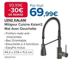 Costco LENZ KALANI Mitigeur Cuisine Kalani2 Mat Avec Douchettempreintes offre