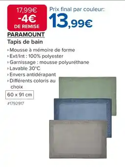 Costco PARAMOUNT Tapis de bain offre
