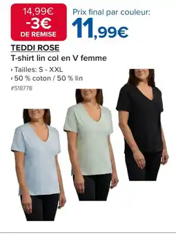 Costco TEDDI ROSE T-shirt lin col en V femme offre