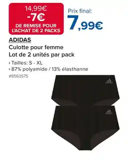 Costco ADIDAS Culotte pour femme Lot de 2 unités par pack offre