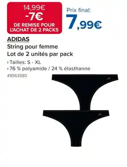 Costco ADIDAS String pour femme Lot de 2 unités par pack offre