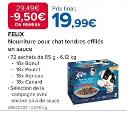 Costco FELIX Nourriture pour chat tendres effilés en sauce offre