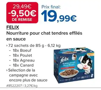 Costco FELIX Nourriture pour chat tendres effilés en sauce offre