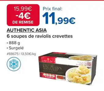 Costco AUTHENTIC ASIA 6 soupes de raviolis crevettes offre
