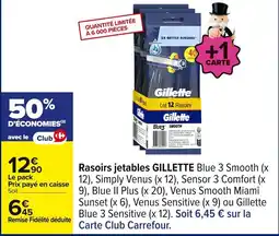 Carrefour GILLETTE Rasoirs jetables offre