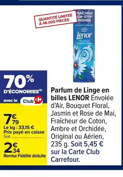 Carrefour LENOR Parfum de Linge en billes offre