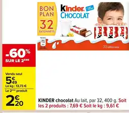Carrefour KINDER chocolat offre