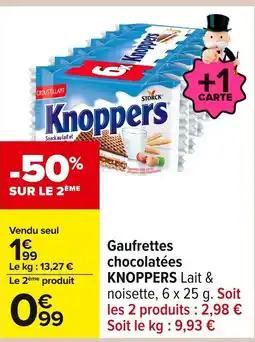 Carrefour KNOPPERS Gaufrettes chocolatées offre