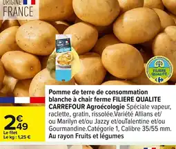 Carrefour FILIERE QUALITE CARREFOUR Pomme de terre de consommation blanche à chair ferme offre