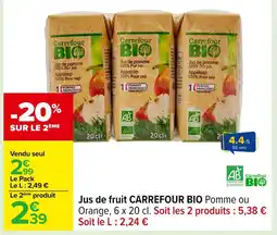 Carrefour CARREFOUR BIO Jus de fruit offre