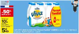 Carrefour CANDIA Lait U.H.T. demi-écrémé Viva Format Familial offre