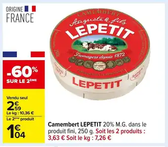 Carrefour LEPETIT Camembert offre