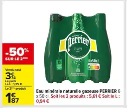 Carrefour PERRIER Eau minérale naturelle gazeuse offre