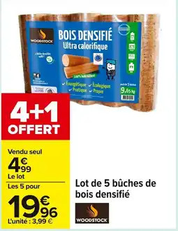 Carrefour Lot de 5 bûches de bois densifié offre